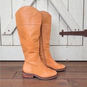 Vince Camuto Alfella Camel Leather Equestrian Riding Boots Size 5 M